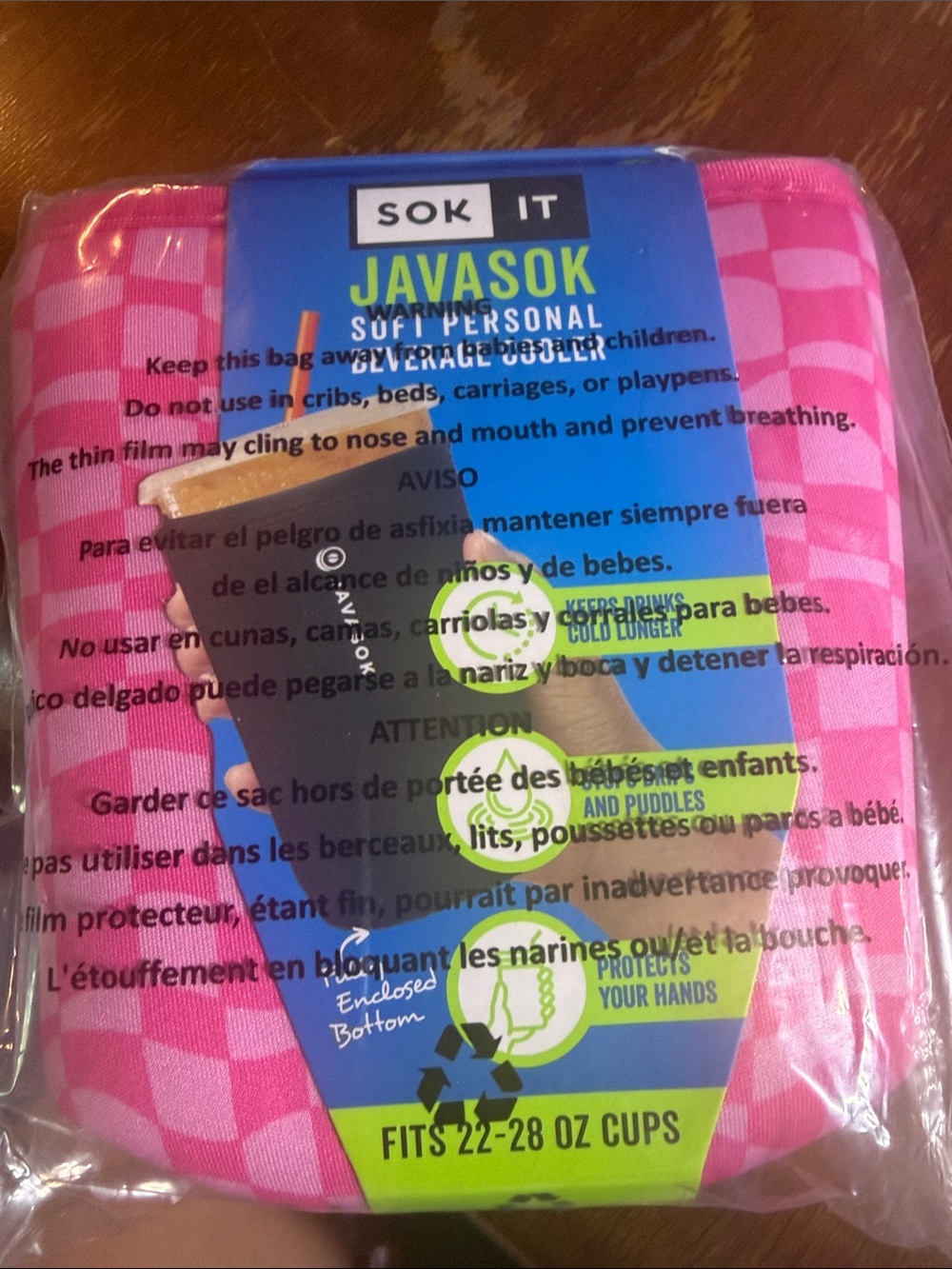 Javasok Pink Checkered Cup Coozie